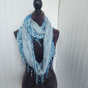 NWT Confetti Infinity Scarf Aqua Blue Tones 70in loop festive Infinity India